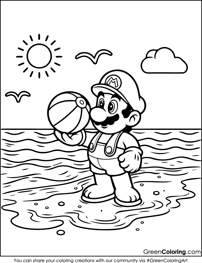 mario characters coloring pages printable