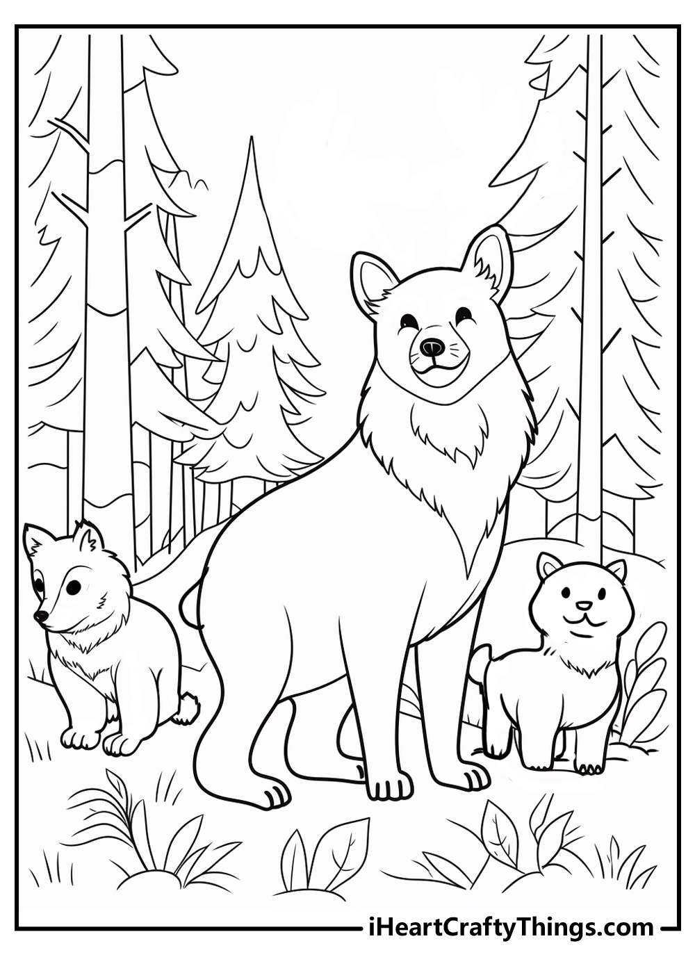 forest with animals coloring pages