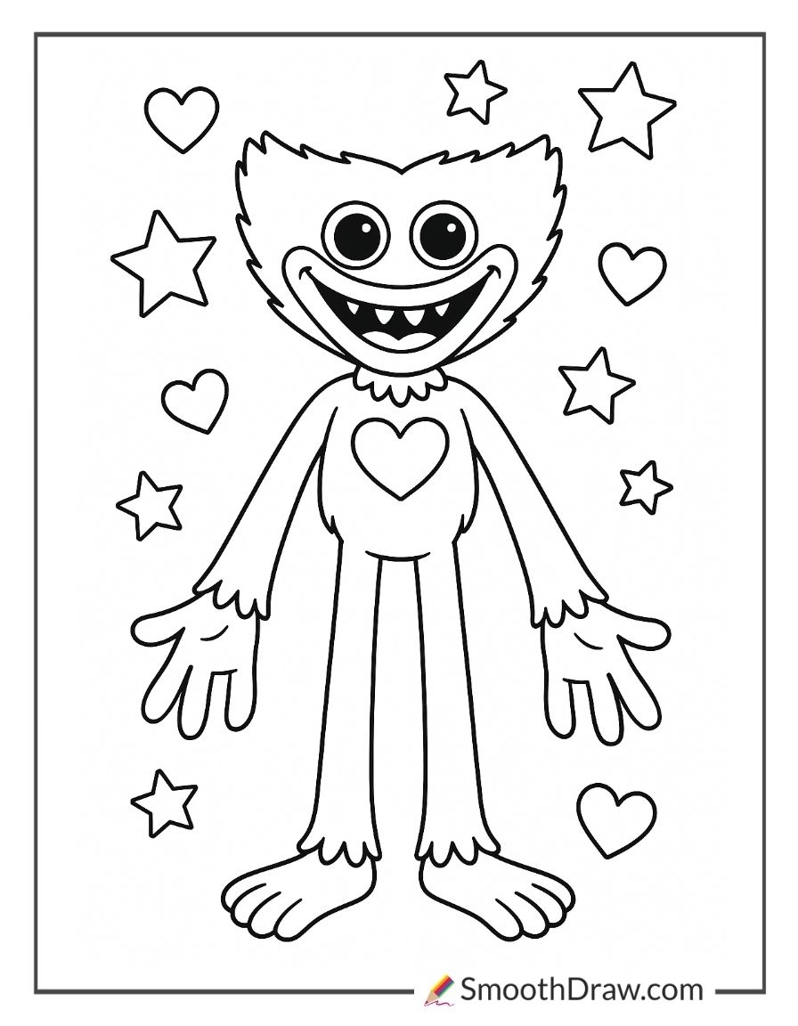 huggy wuggy characters coloring pages