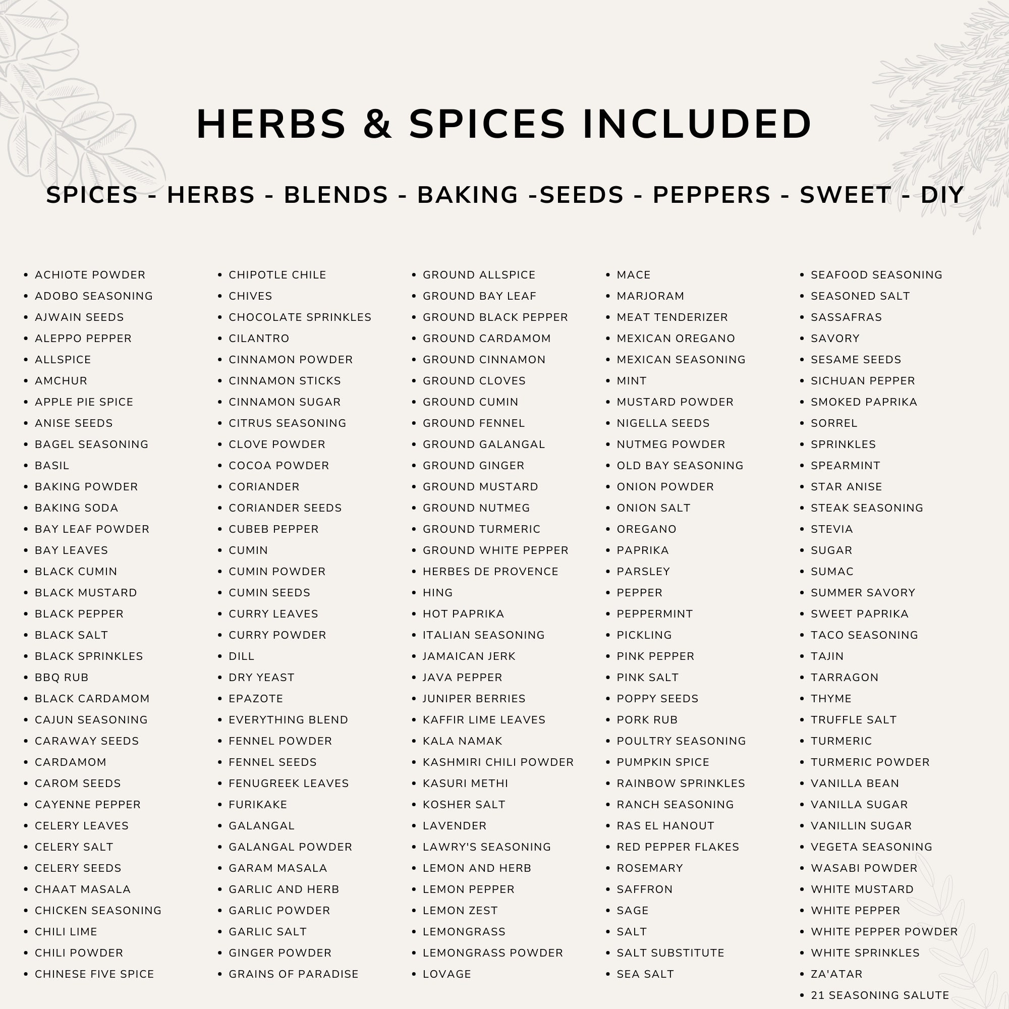170 Spice Jar Labels Printable PDF Modern Minimalist Spice Jar Label DIY Spice Jar Label Instant Download Etsy