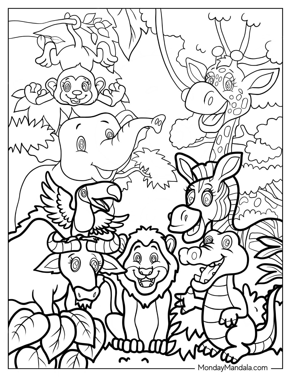 jungle animals coloring pages