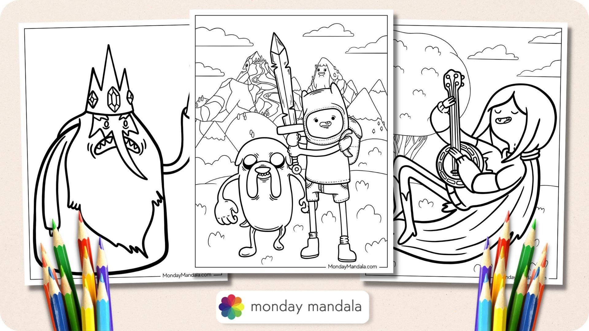 adventure time coloring pages all characters