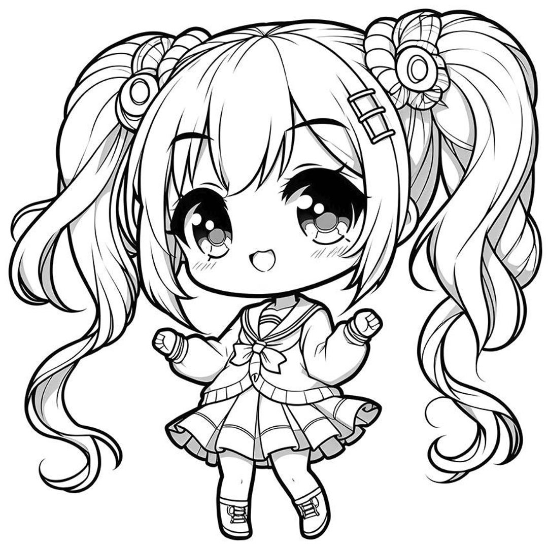 25 Chibi Girl Coloring Pages Anime Girls Chibi Style Girls Kids Toddlers Coloring Pages Printables Jpg Pdf Etsy