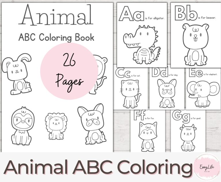 26 Alphabet Coloring Pages Animal ABC Coloring ABC Coloring Page Coloring Page Preschool Kindergarten Homeschool Printables Etsy