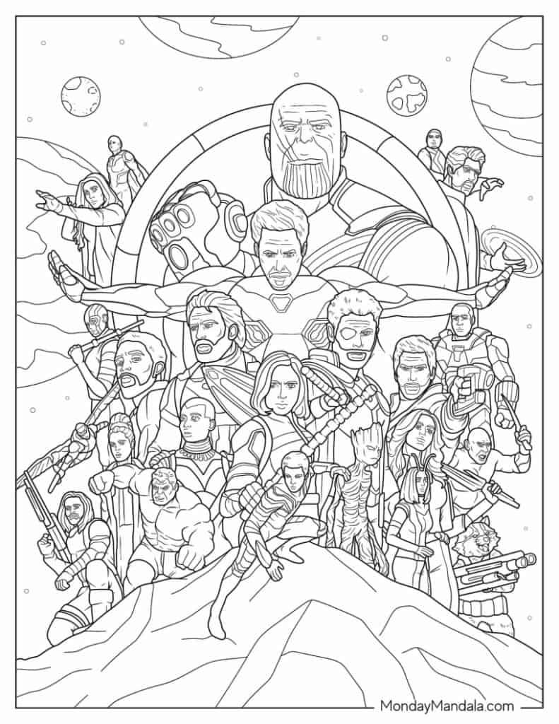 marvel character coloring pages