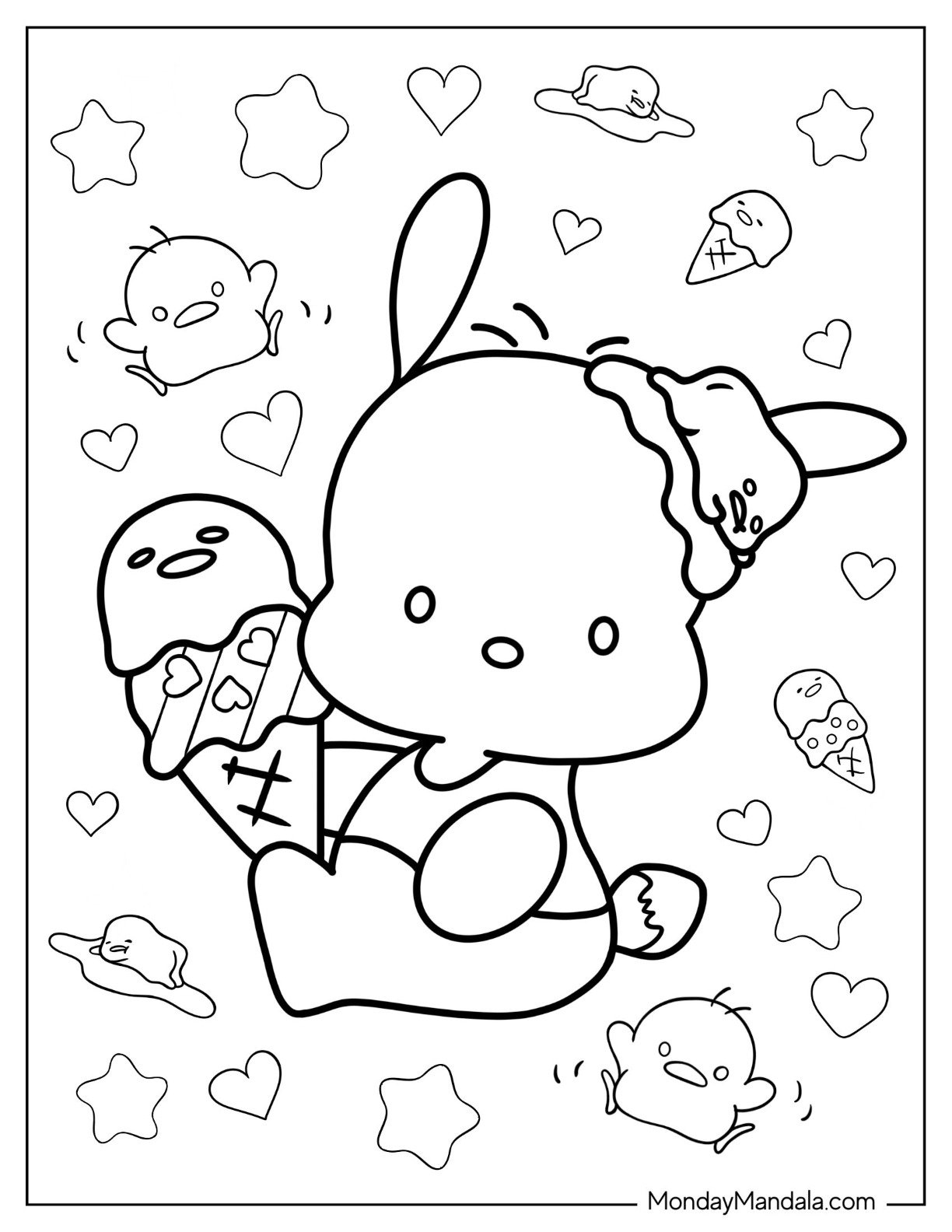 pochacco sanrio characters coloring pages