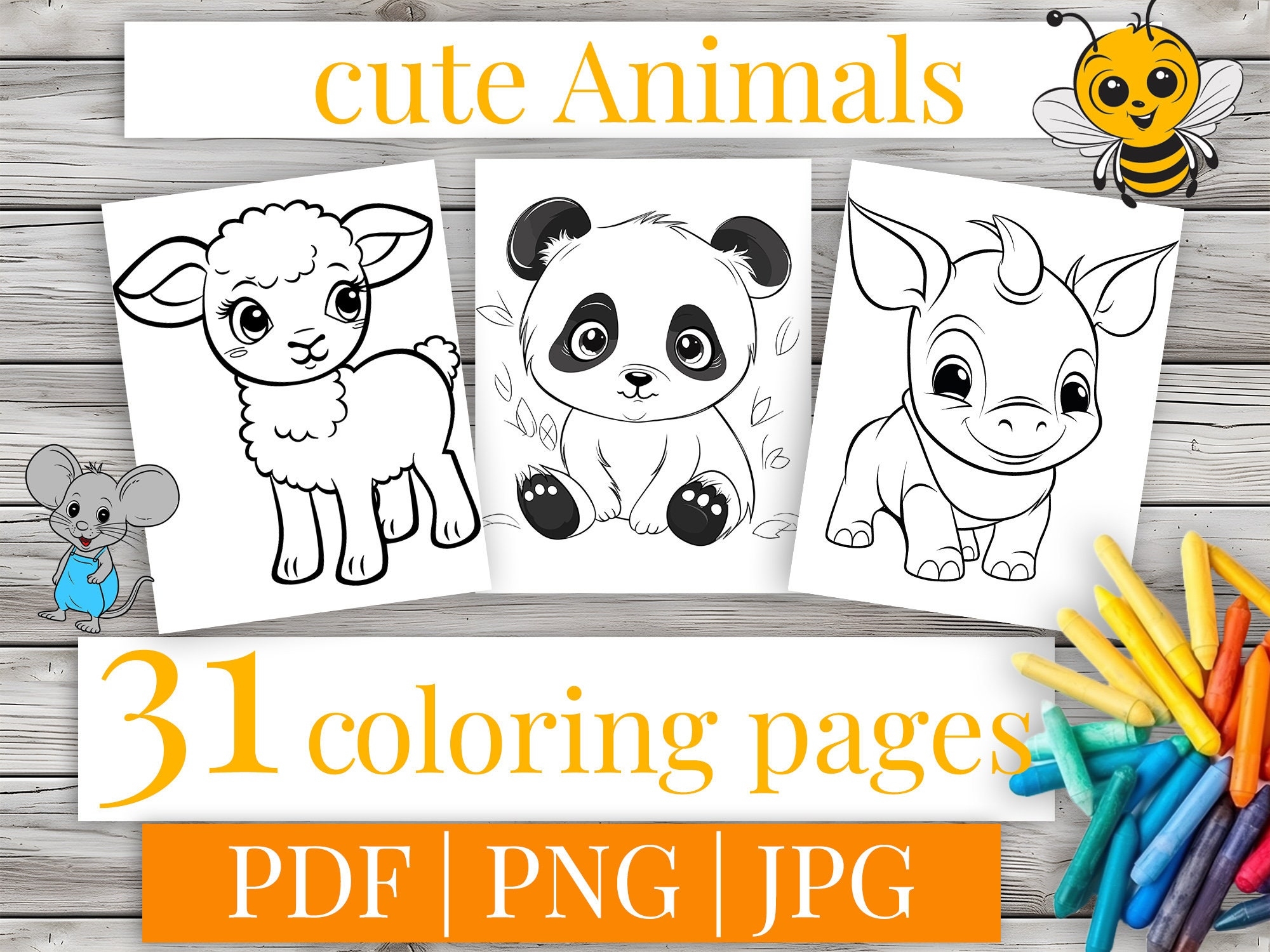 31 Cute Animal Coloring Pages Printable Baby Zoo Animals Activity For Kids Preschool Kindergarten Fun JPG Digital Download 639 Etsy
