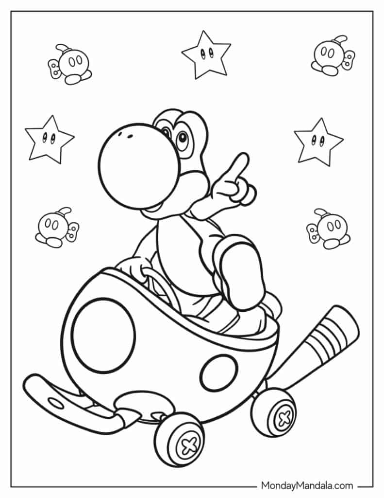 mario kart characters coloring pages