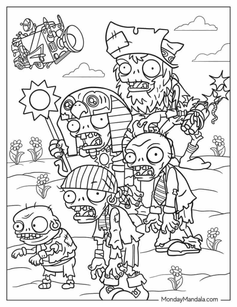 plants vs zombies characters coloring pages