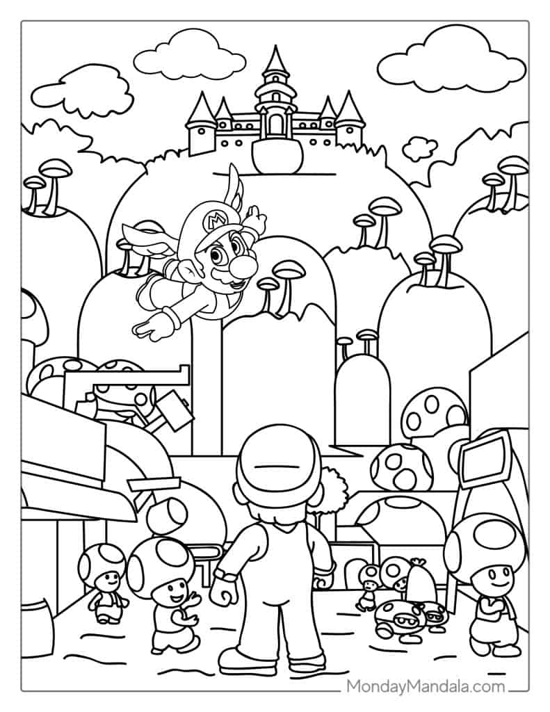 mario characters printable coloring pages