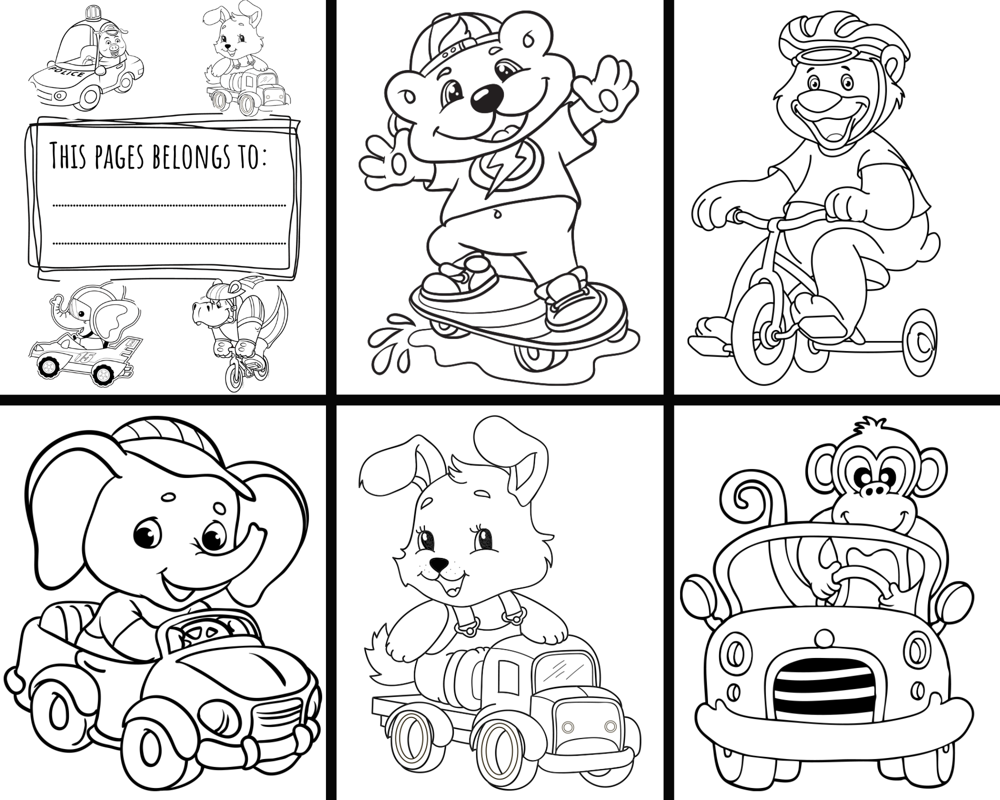 color pages animals