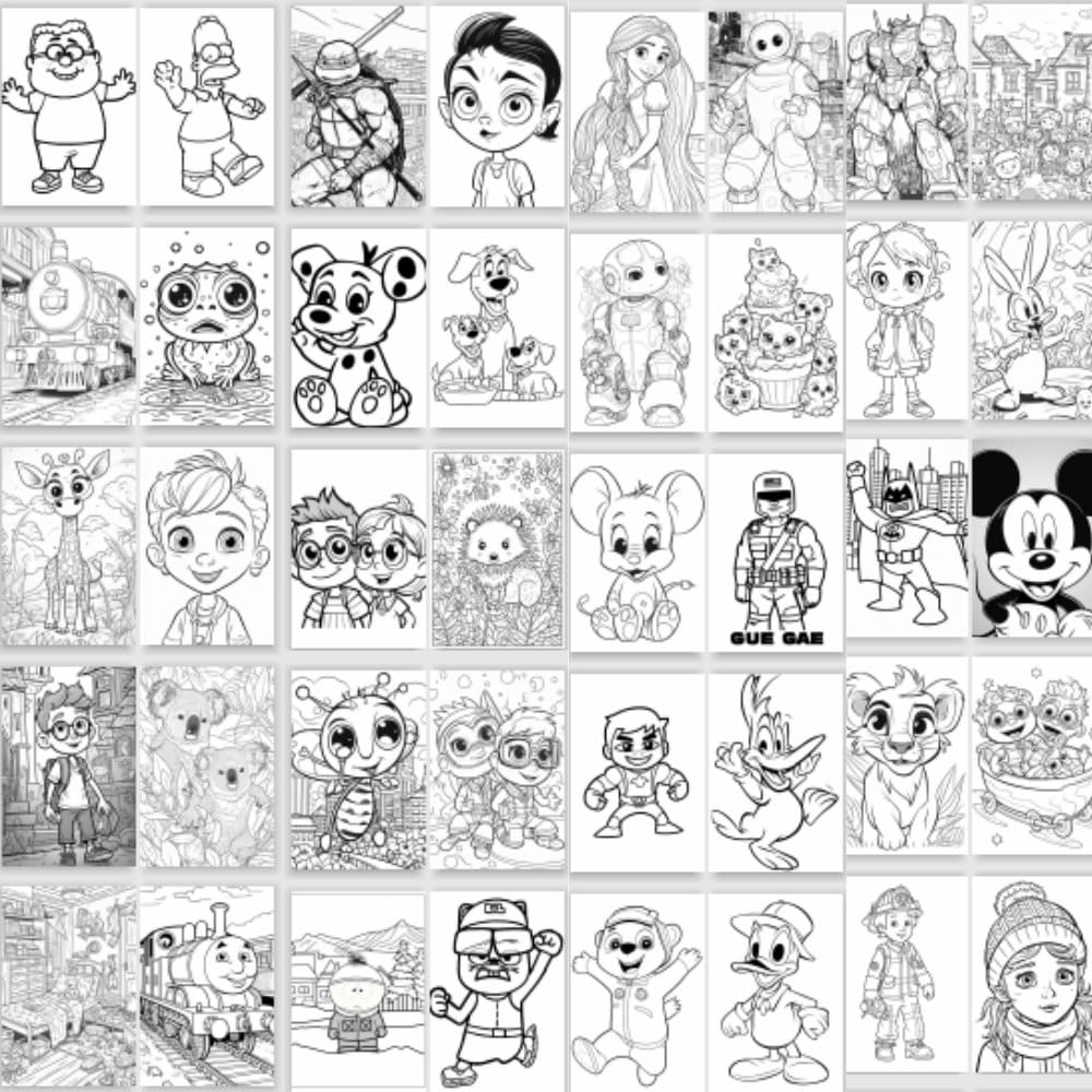 600 Cartoon Coloring Fun Page Color Your Favorite Characters Today Coloring Pages Kids Of All Ages Etsy