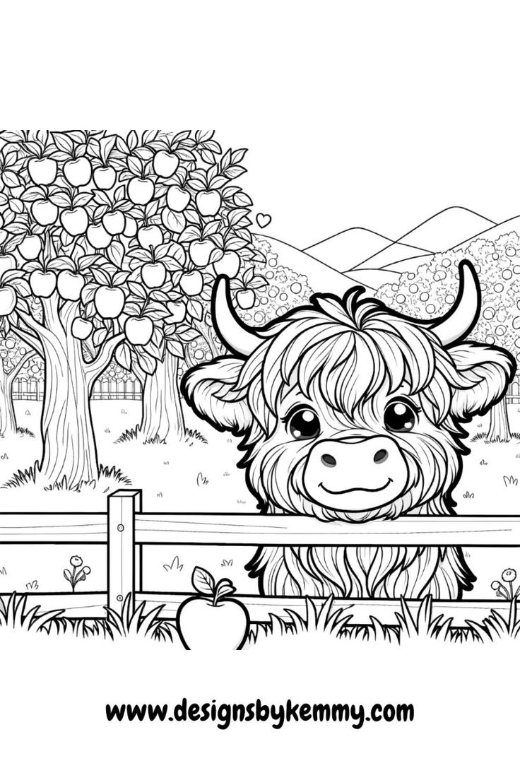 Adorable Highland Cow Coloring Pages For Relaxation And Fun Designs By Kemmy