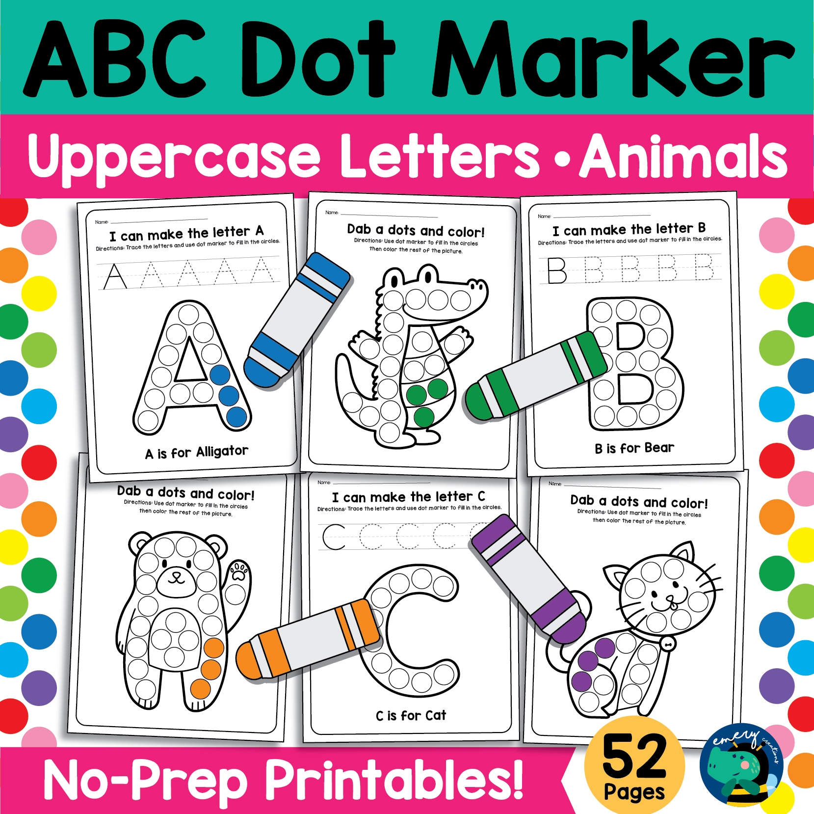 Alphabet Animals Dot Markers Worksheets A Z Do A Dot Printables Made By Teachers