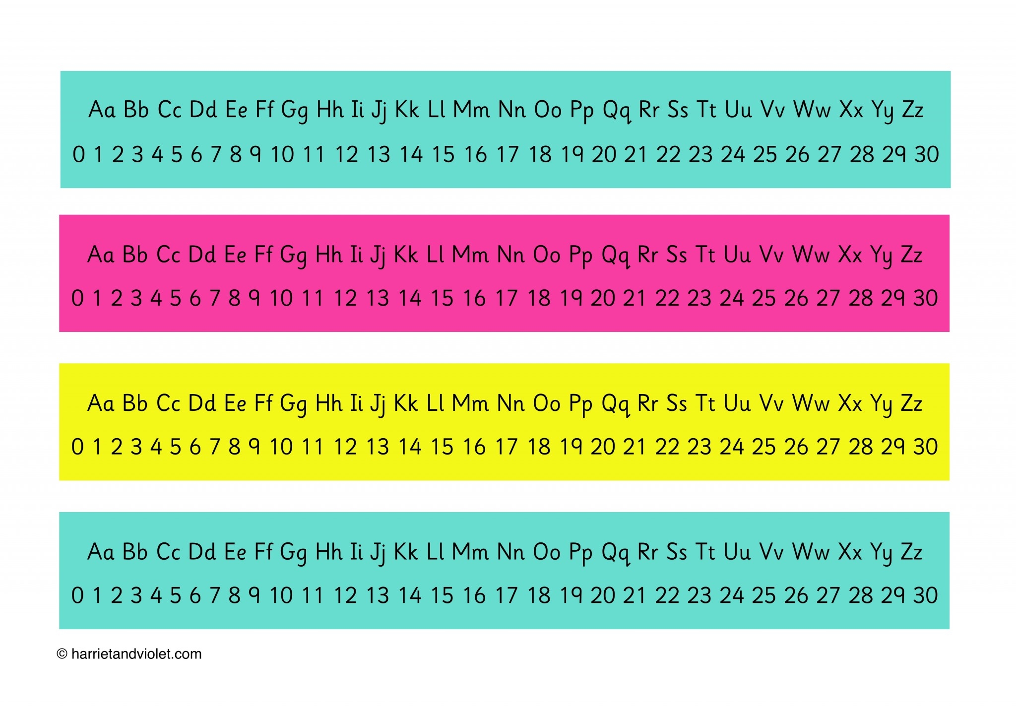 Alphabet Chart Number Line Printable Teaching Resources Print Play Learn
