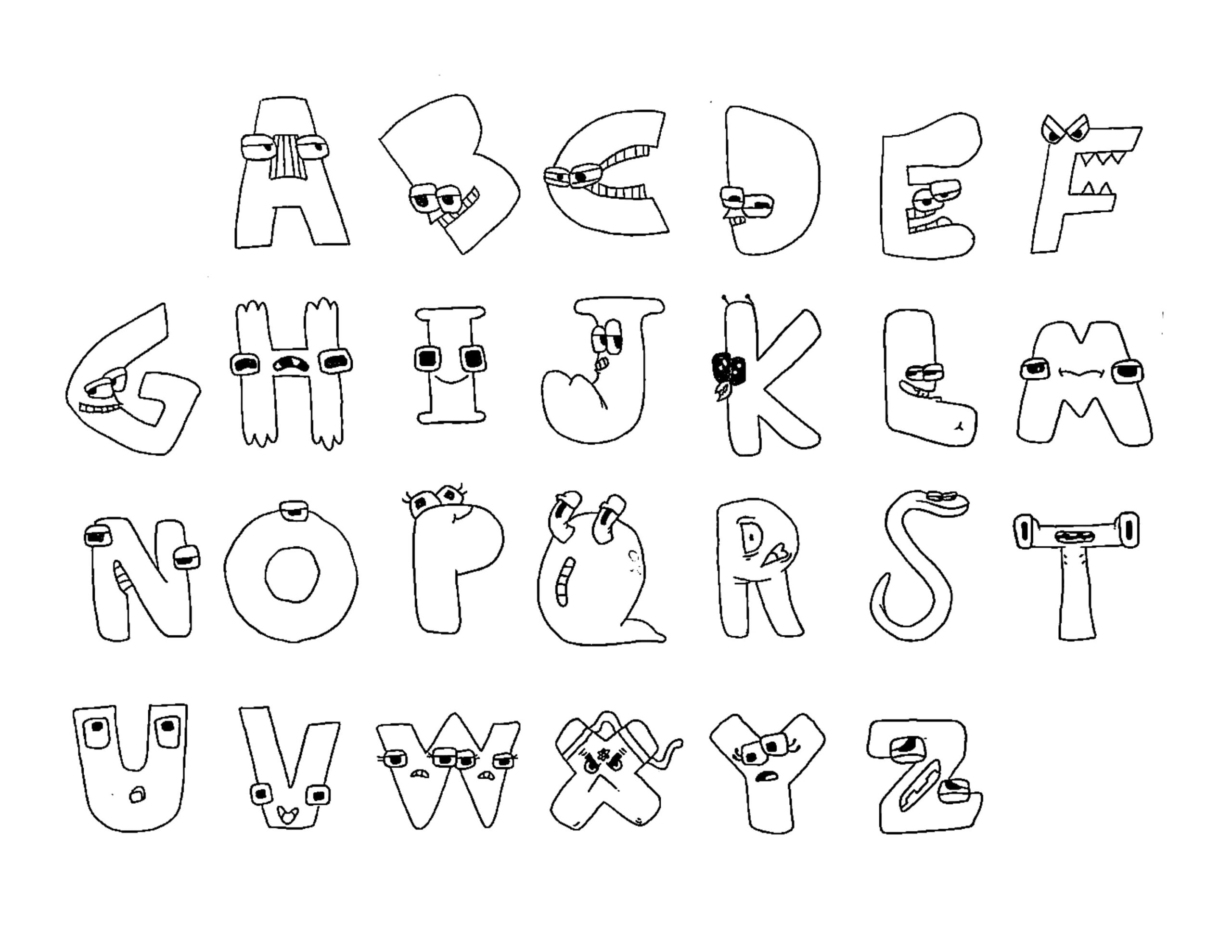 Alphabet Lore Coloring Page Hand Drawn Printable Art PDF Etsy