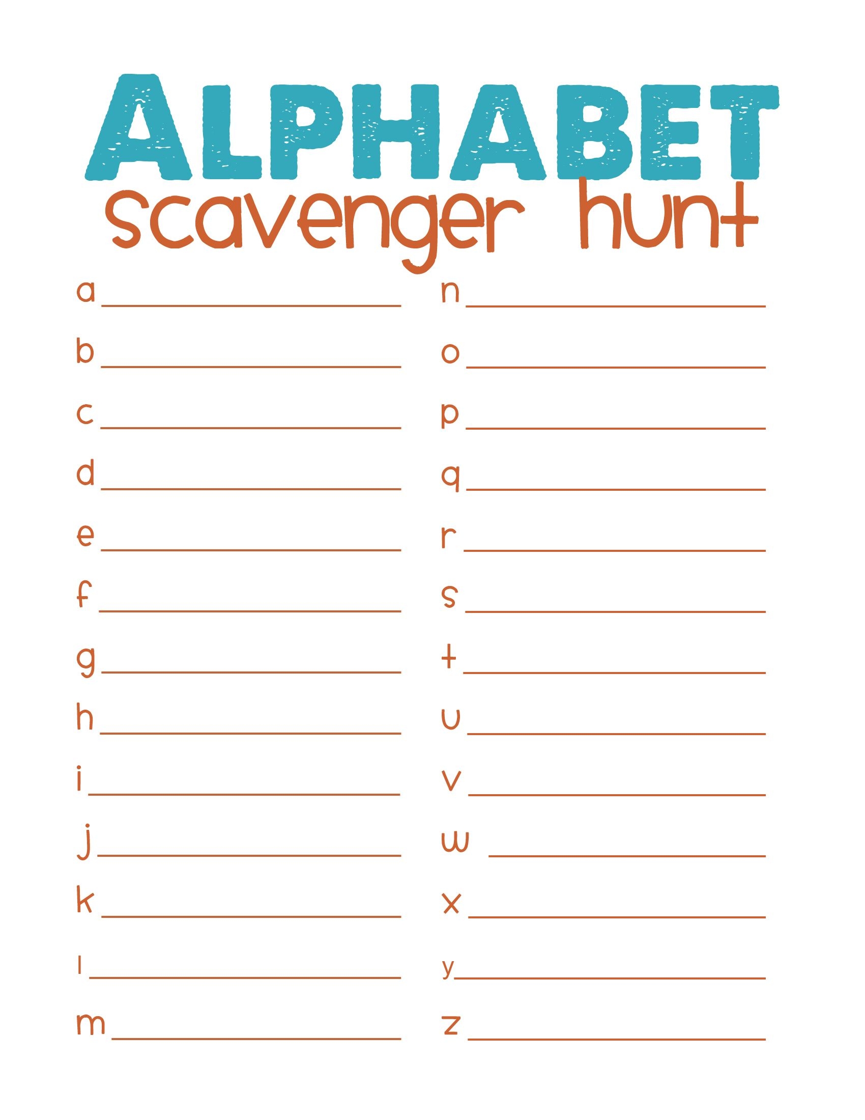 alphabet scavenger hunt printable