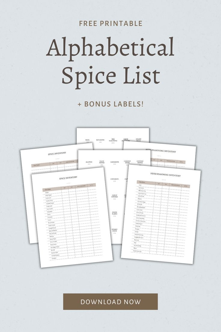 Alphabetical Spice List Printable Bonus Labels The Homesteading Way