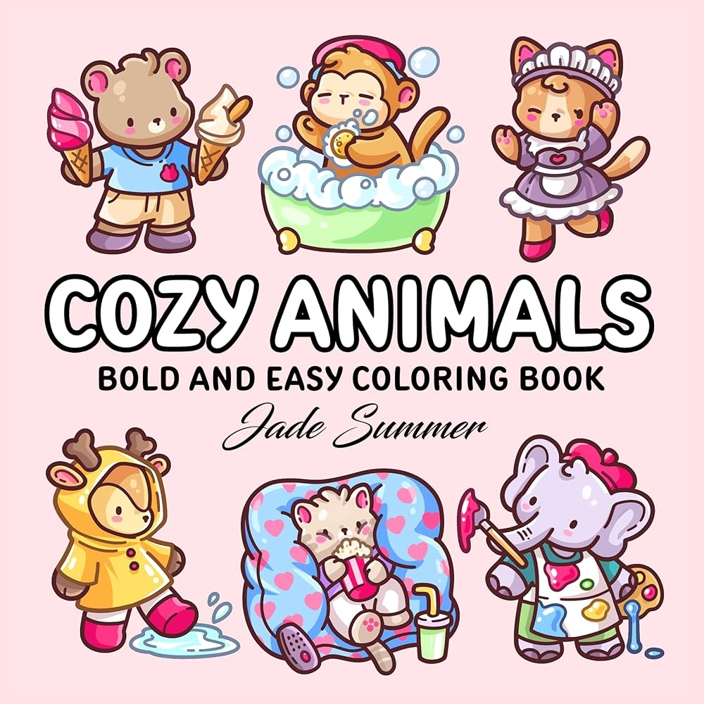Amazon Cozy Animals Bold And Easy Coloring Book For Adults And Teens With Cute And Simple Characters For Relaxation Bold And Easy Coloring Books 9781961737464 Summer Jade Liu Krystle Jaey Janney Candice 