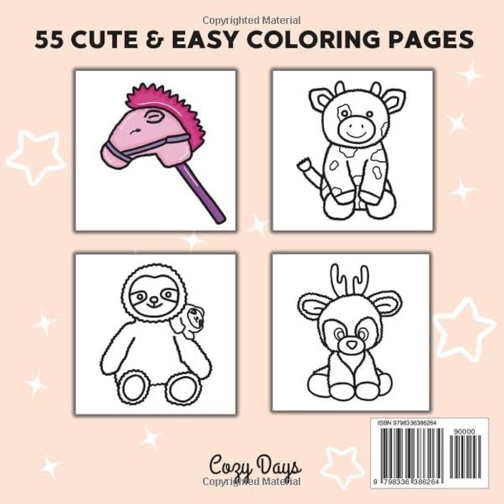 Amazon Stuffed Animals Coloring Book For Adults And Kids 55 Cute Easy Designs For Relaxation Featuring Super Cozy Animal Characters Bold Coloring For Stress Relief 9798336386264 Days Cozy Books