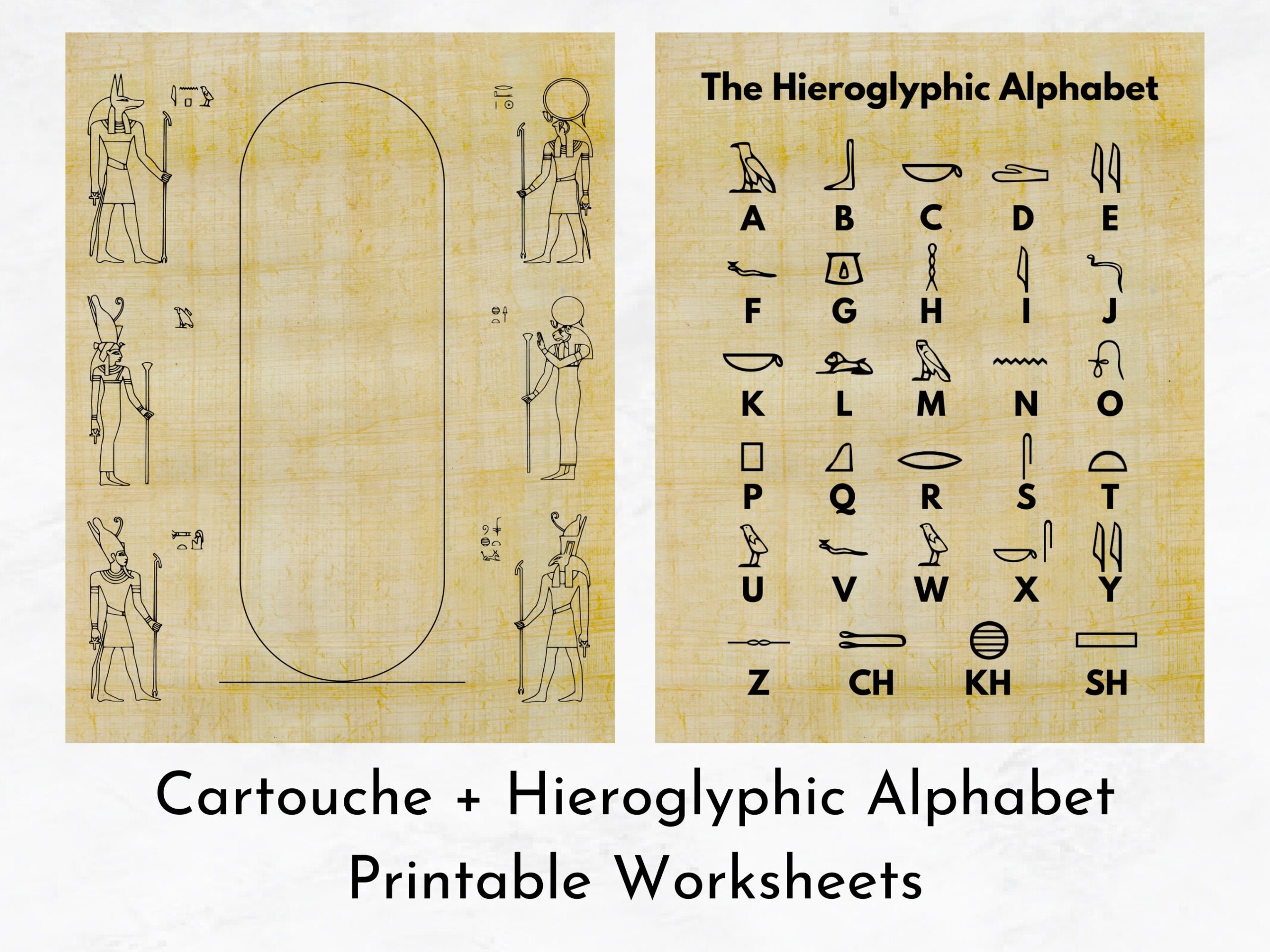 Ancient Egyptian Hieroglyphic Alphabet Cartouche Printable Worksheet Ancient History School Activity Handout Digital Download Etsy