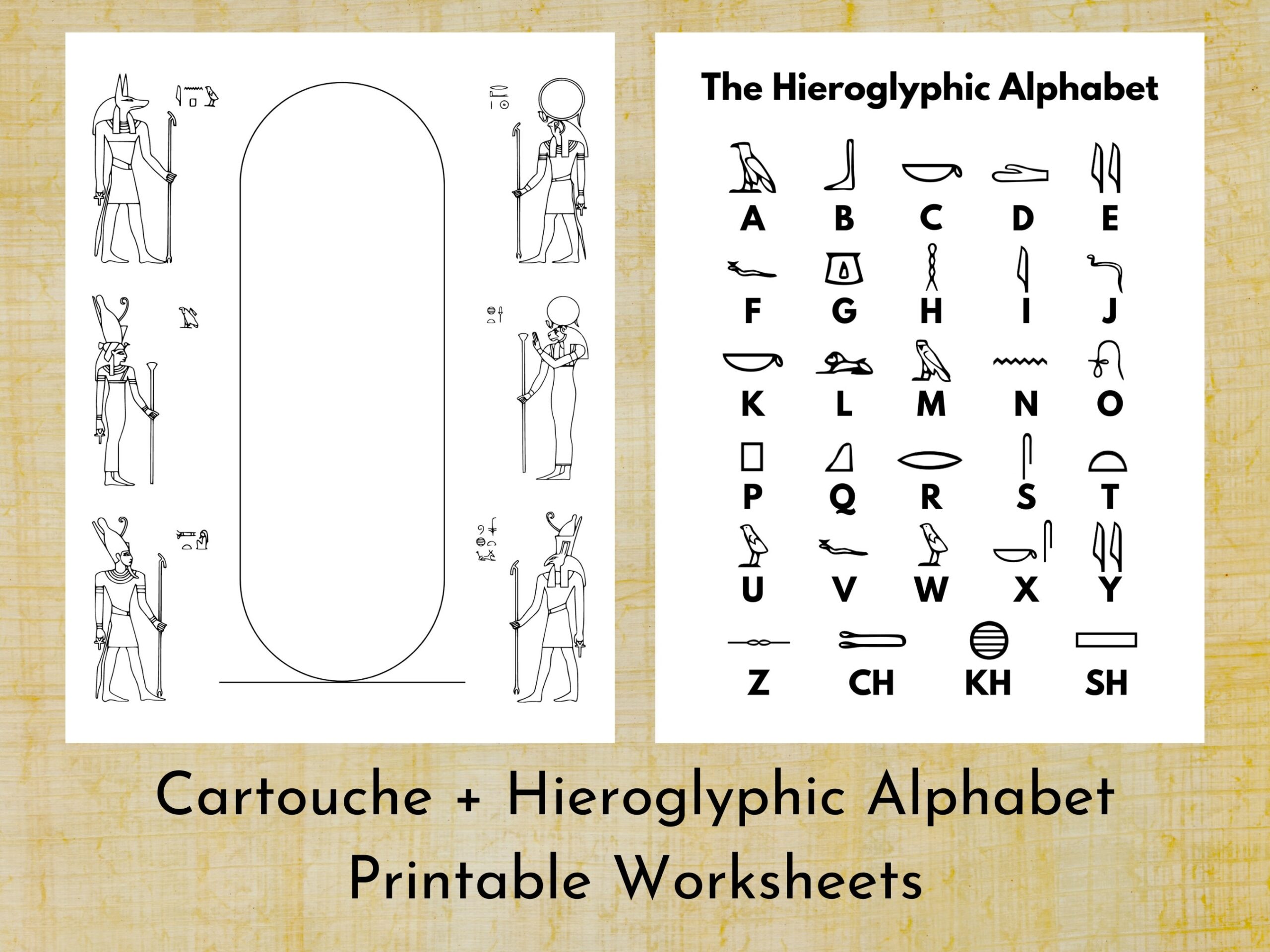 Ancient Egyptian Hieroglyphic Alphabet Cartouche Printable Worksheet Ancient History School Activity Worksheet Digital Download Etsy