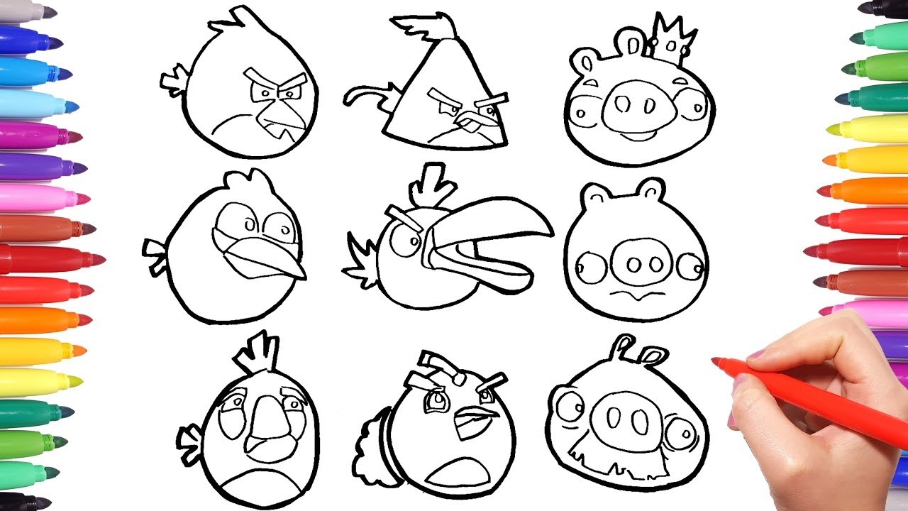 Angry Birds Coloring Pages For Kids How To Draw And Color All Angry Birds Characters YouTube