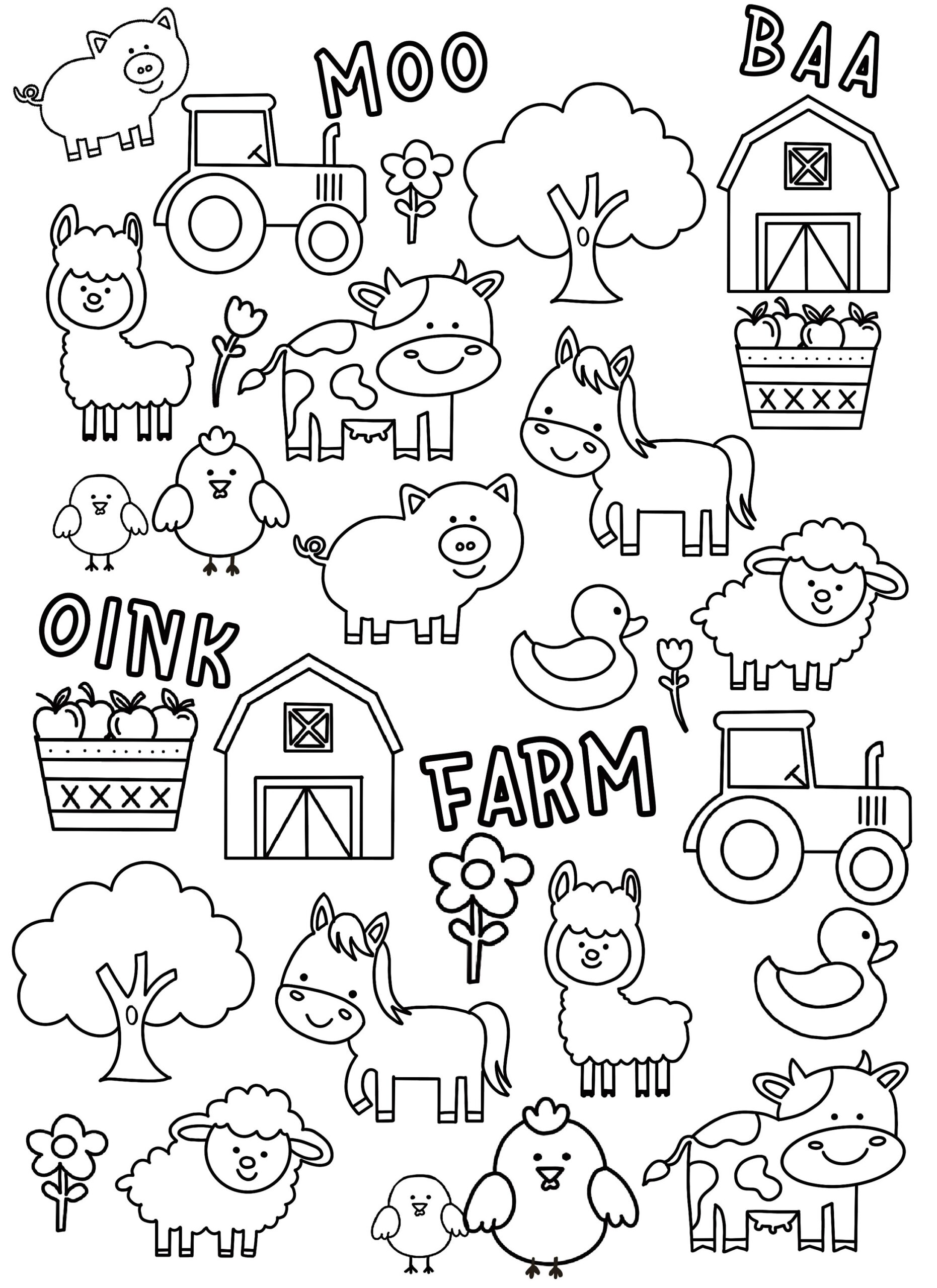 Animals Coloring Page farm Coloring Page Coloring Pages colouring Page Kids Learning Activities Kids Farm Art Coloring Page kids Crafts Etsy