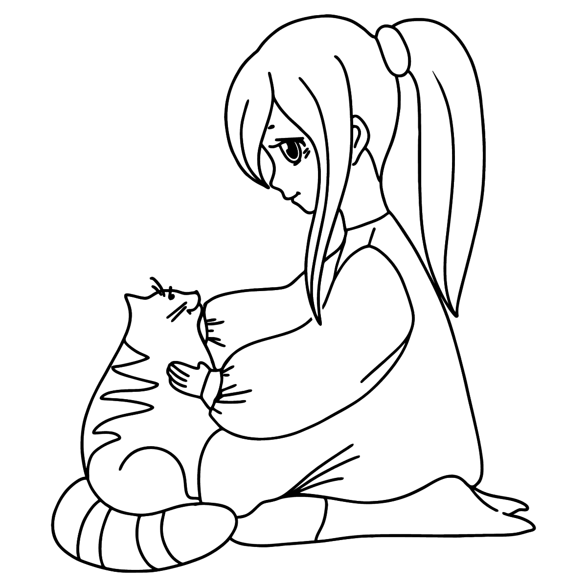 mythical anime cat coloring page