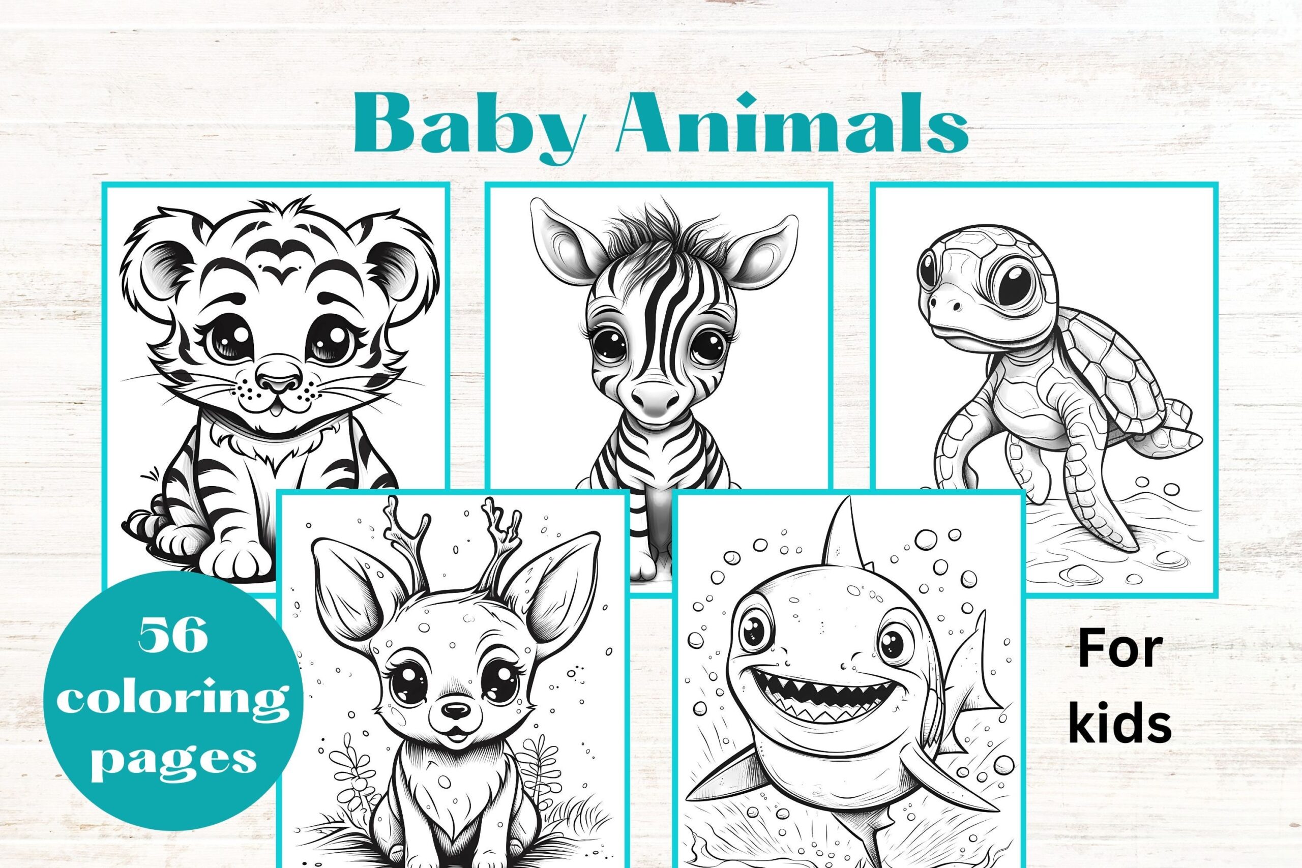 BABY ANIMALS Coloring Pages For Kids Instant Download Print At Home Childrens Or Adult Cute Animals Coloring Book Pages Boys Girls Etsy