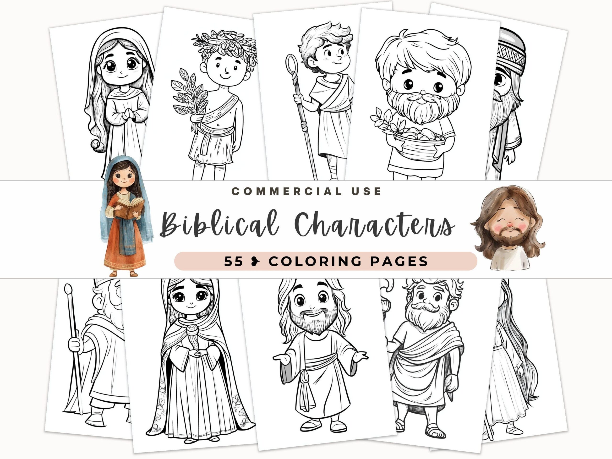 Biblical Characters Coloring Pages Bible Stories Biblical People Pages Religious Art Jesus Miracles Biblical Stories Sunday School Etsy