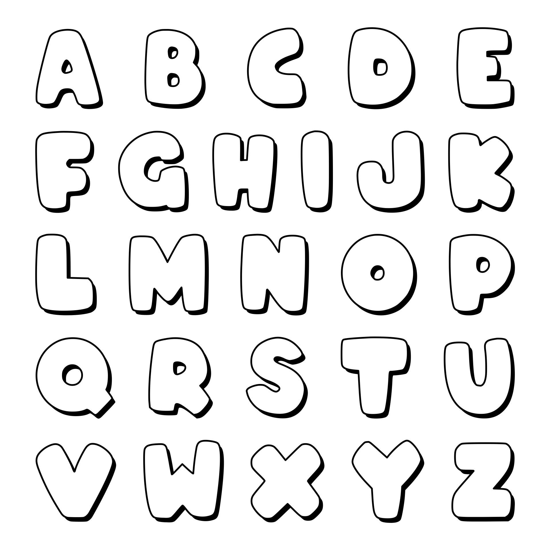 big printable bubble letters alphabet