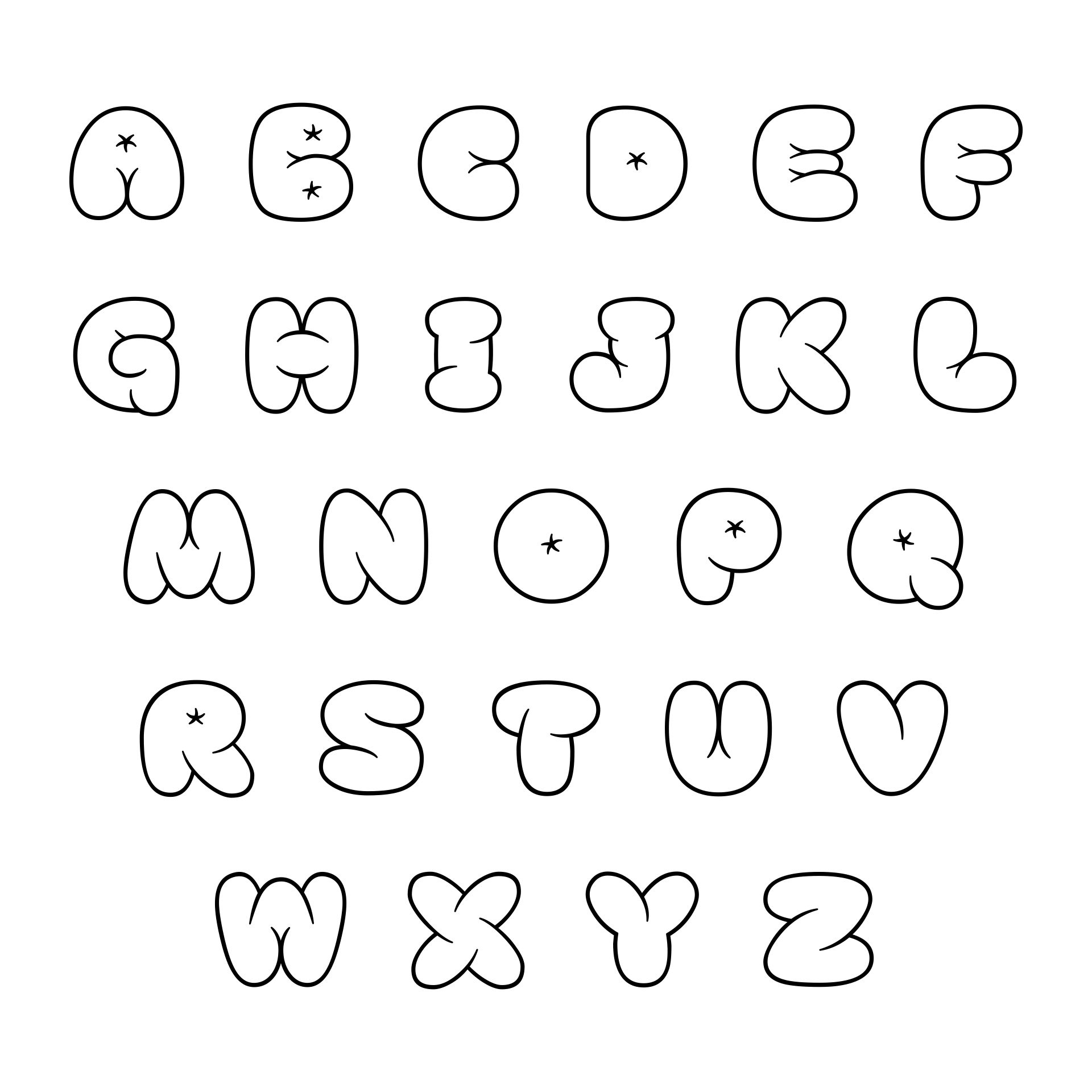 printable bubble letters alphabet