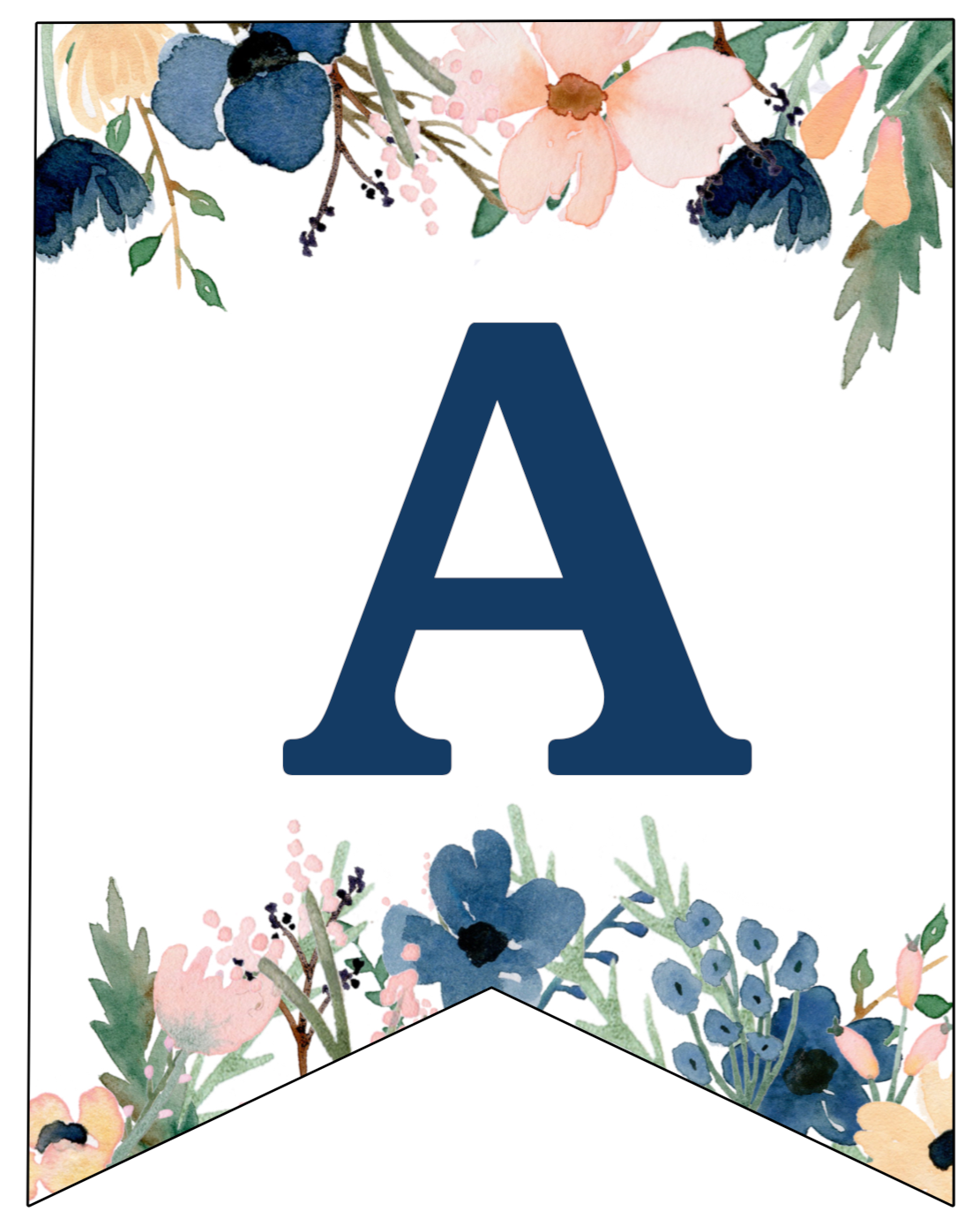 Blue Pink Floral Banner Letters Free Printable Paper Trail Design