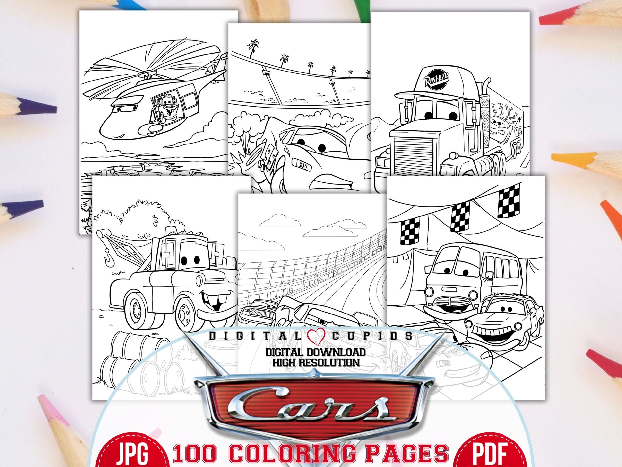Cars Coloring Book Lighting Mcqueen Cars Download Printable Cars A4 Coloring Sheets Boys Coloring Activity Birthday Party Gift Cars PDF Etsy