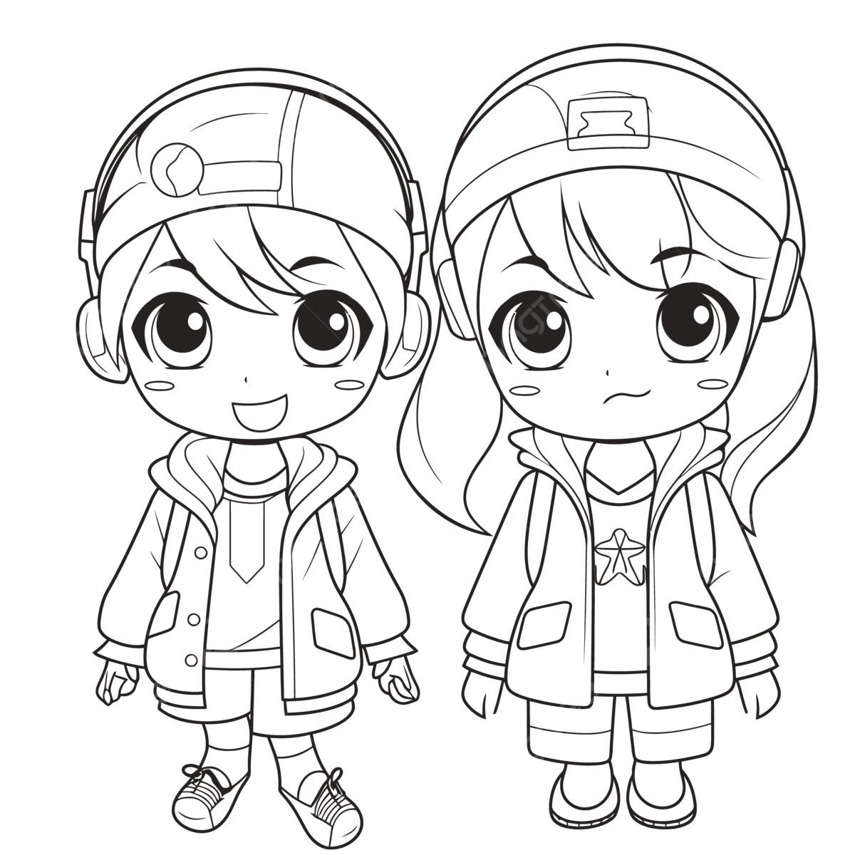 Cartoon Girl And Boy Coloring Pages Outline Sketch Drawing Vector Drawing Clipart Cartoon Clipart Girl Clipart PNG And Vector With Transparent Background For Free Download