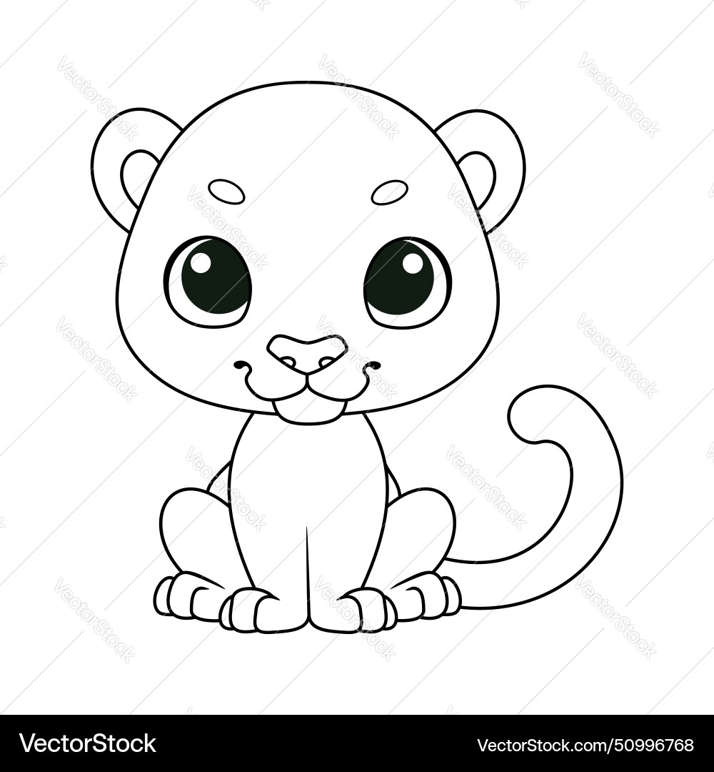 Cartoon Of Cute Panther Coloring Page Royalty Free Vector
