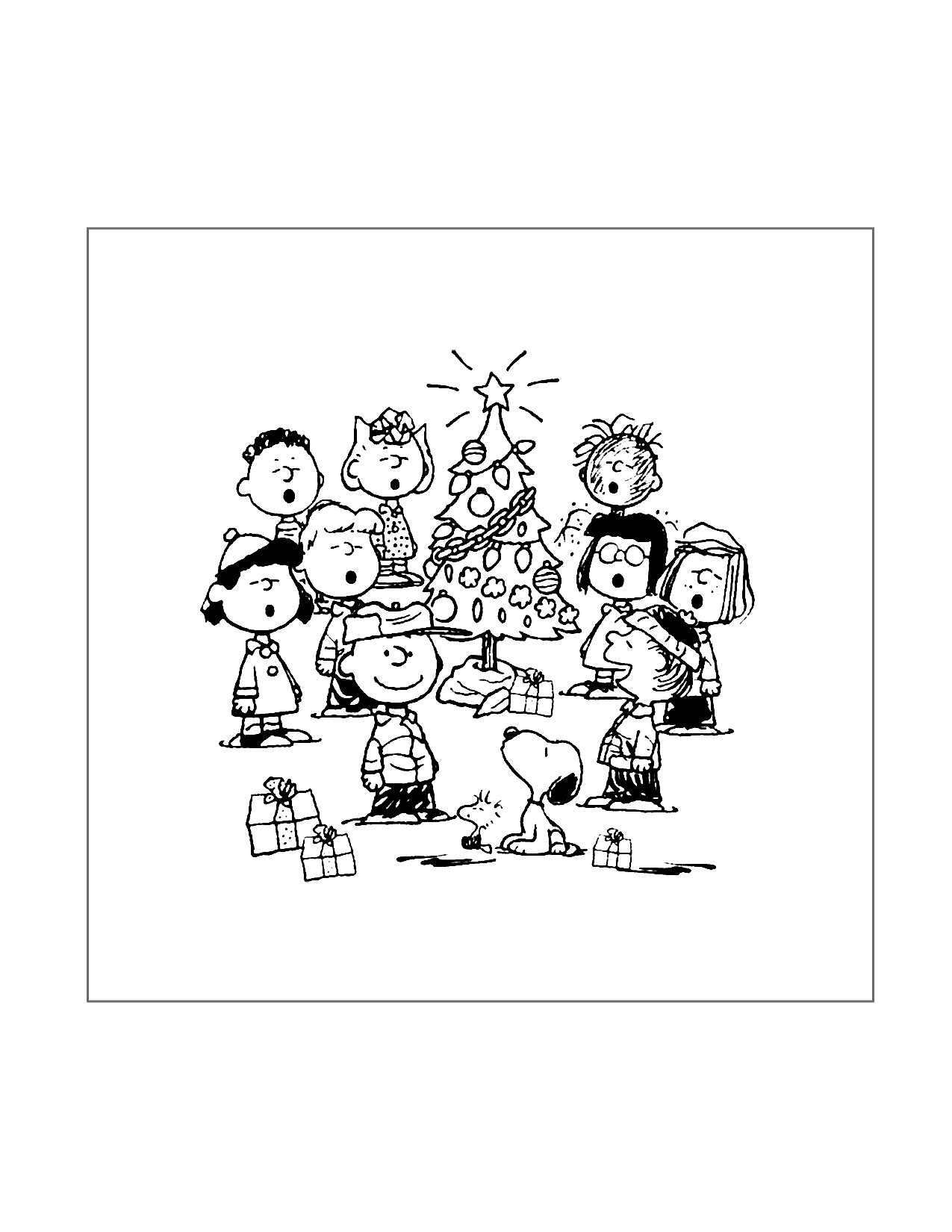 peanuts characters christmas coloring pages