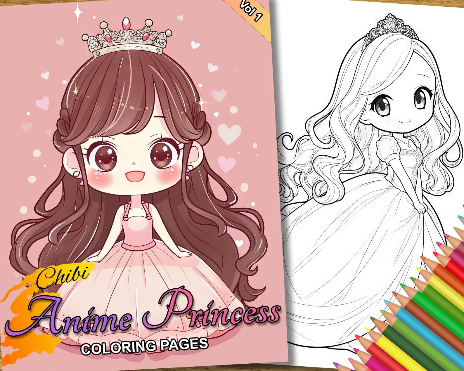 Chibi Anime Princess Coloring Pages Vol 1 Printable Cute Chibi Art For All Ages 50 Adorable Characters Instant Download PDF Etsy