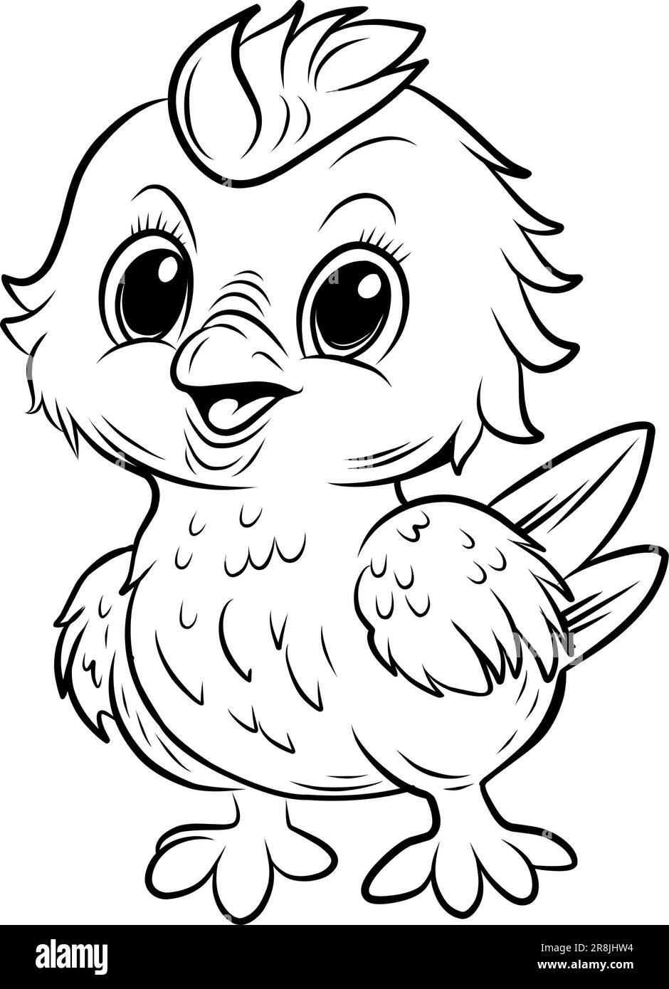 CHICKEN COLORING PAGE Chick Cute Funny Character Linear Illustration For Children Coloring Stock Vector Image Art Alamy