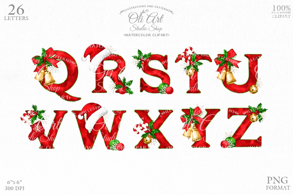 Christmas Alphabet Sublimation Of The Alphabet Letter Alphabet Crealandia