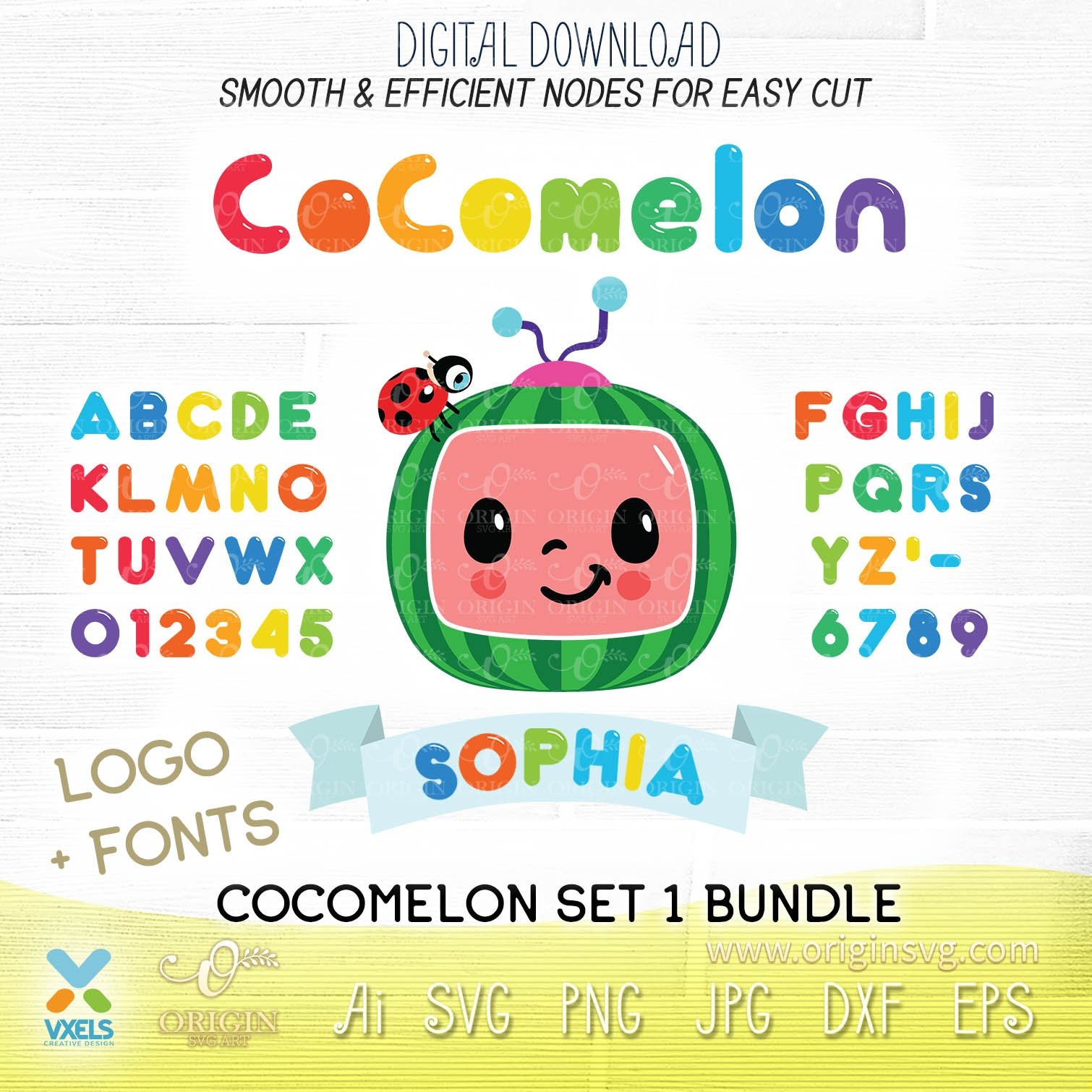 Cocomelon SVG Alphabet Custom Name Printable Fonts PNG Origin SVG Art