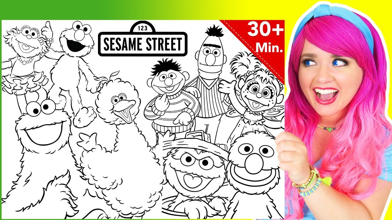 Coloring All Sesame Street Characters Coloring Pages 30 Minutes Markers Crayons Pencils YouTube