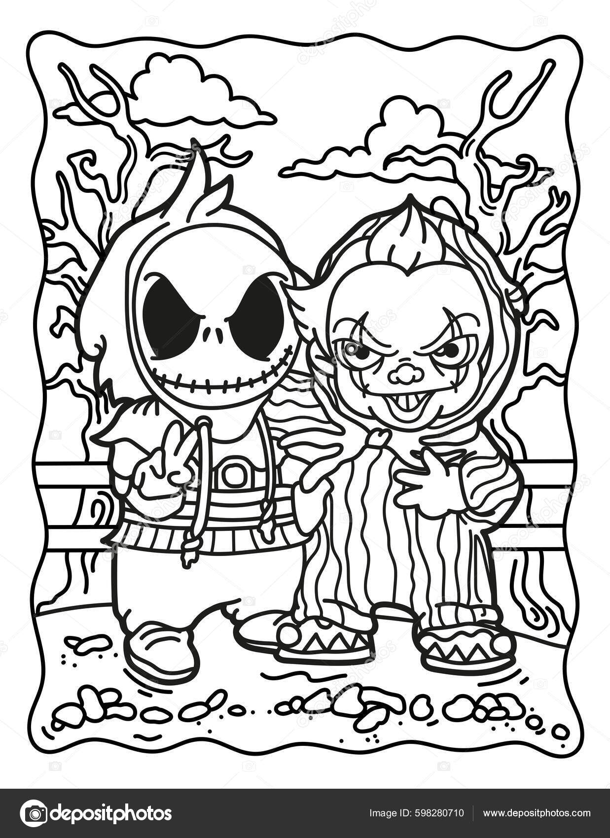 Coloring Book Children Spooky Characters Coloring Book Adults Halloween Coloring Stock Vector By meine illustrations 598280710