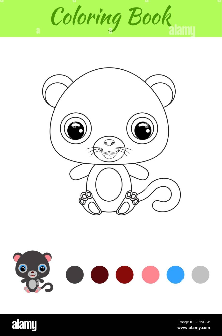 Coloring Book Little Baby Panther Sitting Coloring Page For Kids Educational Activity For Preschool Years Kids And Toddlers With Cute Animal Stock Vector Image Art Alamy