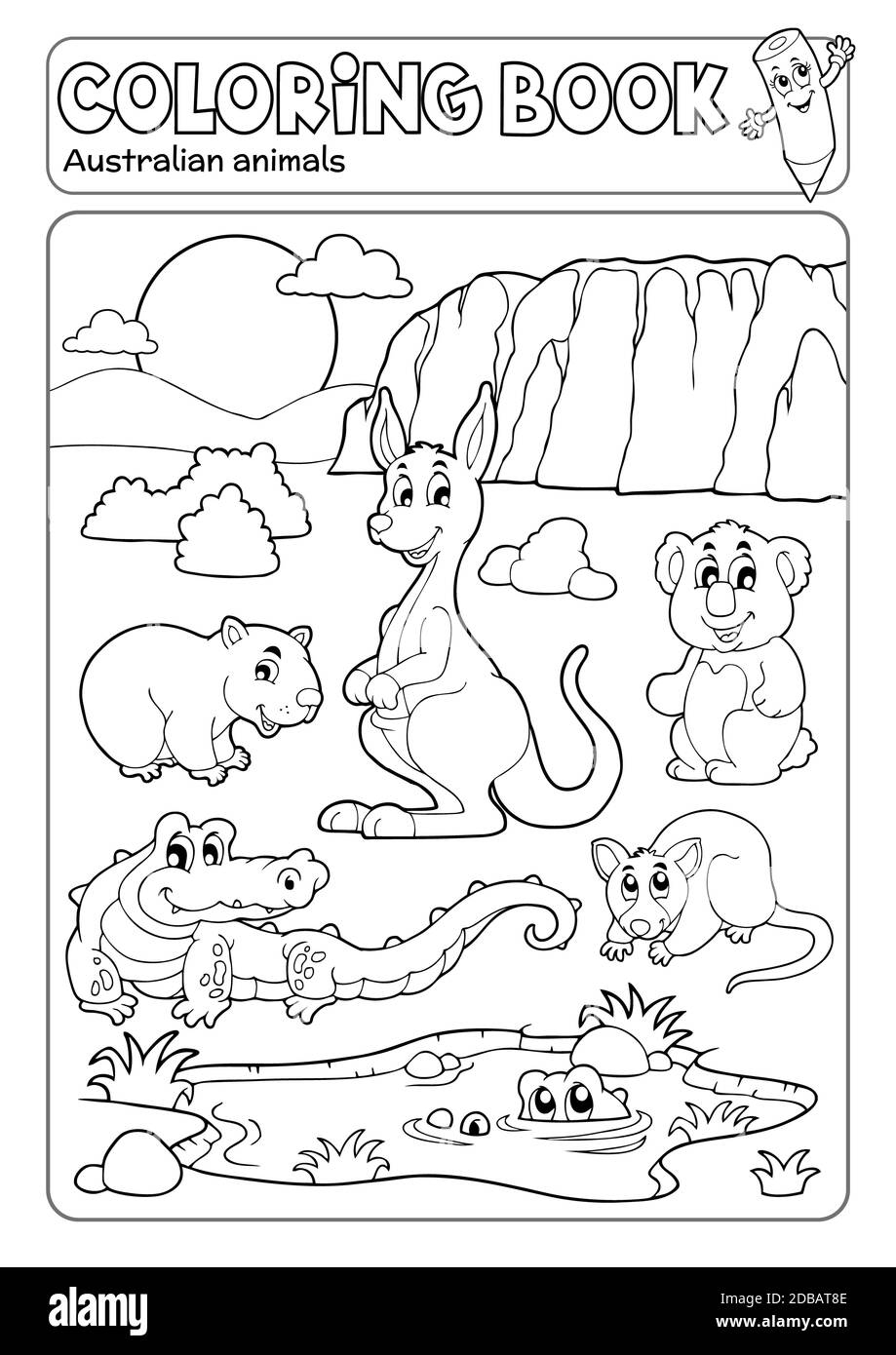 Coloring Book Various Australian Animals Picture Illustration Stock Photo Alamy