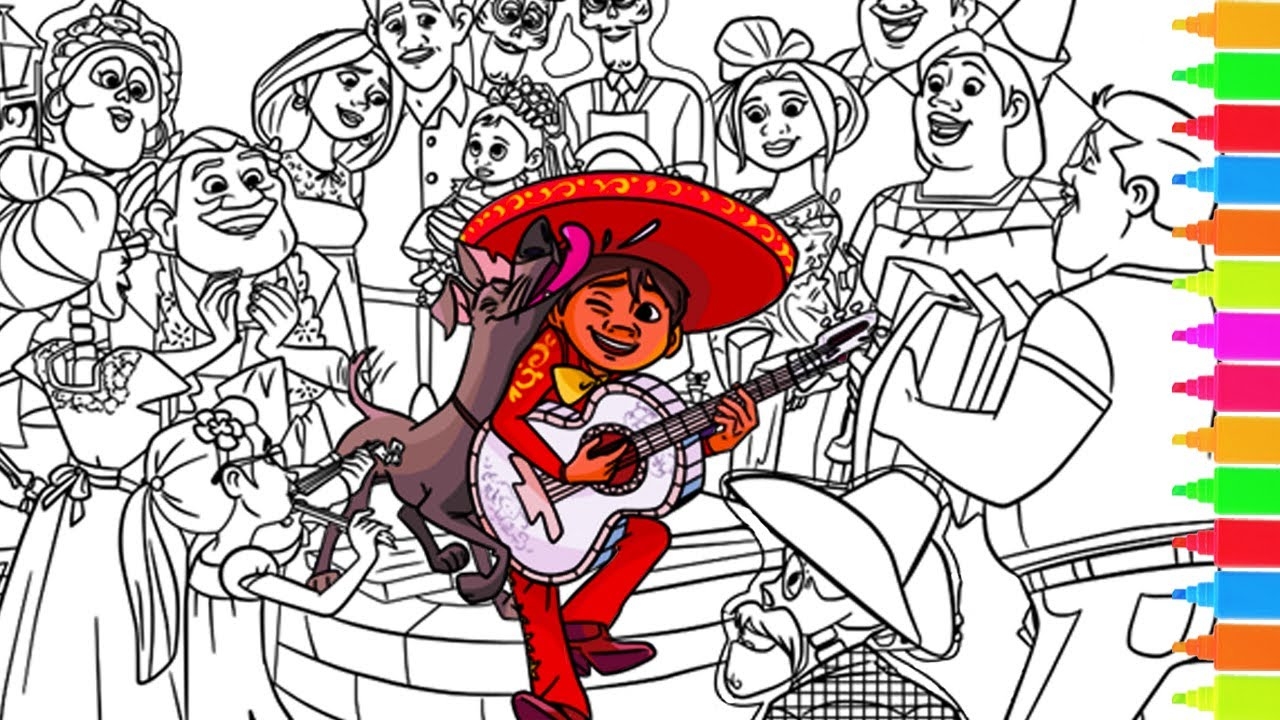 Coloring Disney Pixar Coco Coloring Book Pages YouTube