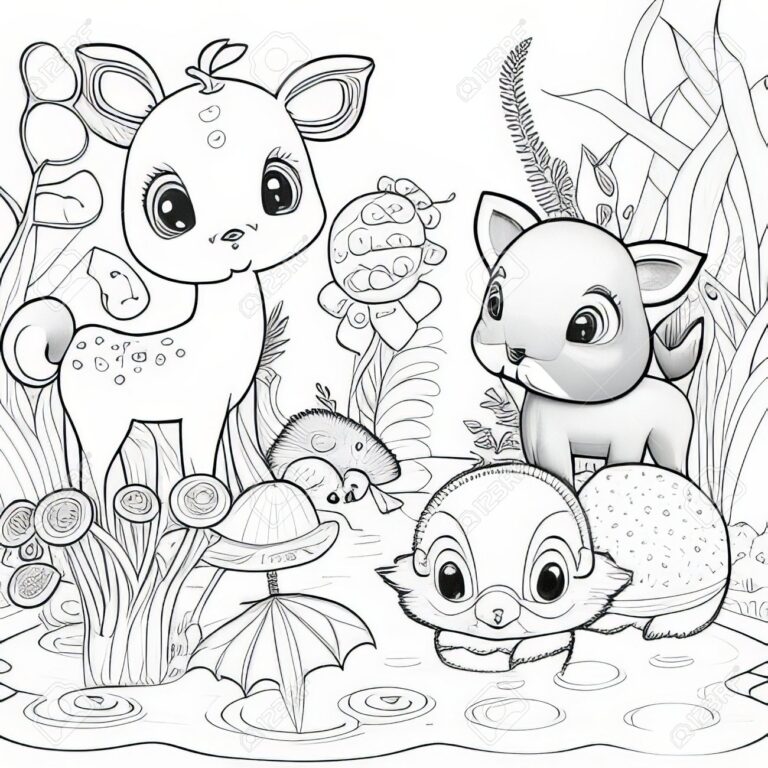 Coloring Page Outline Of Cute Cartoon Animals Vector Illustration Stock Photo Picture And Royalty Free Image Image 211630979 