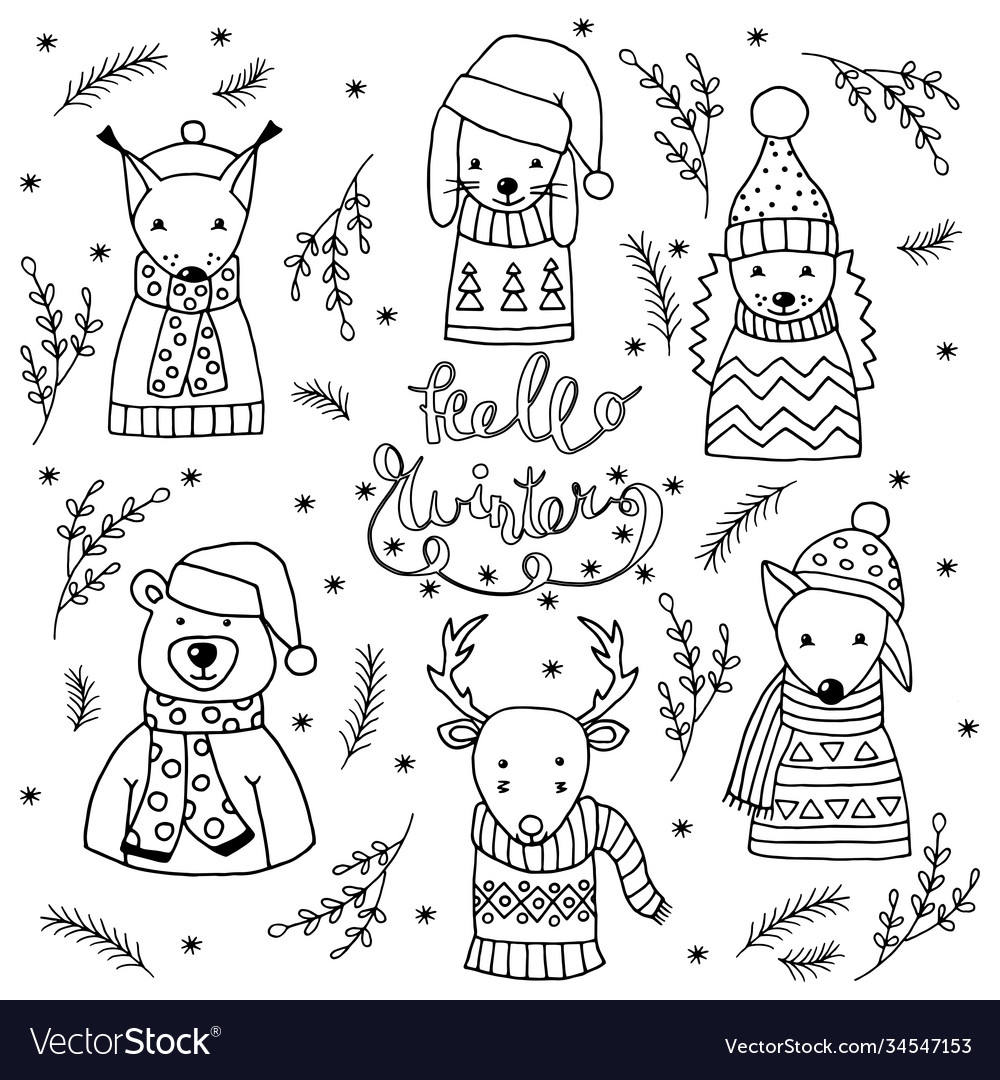 coloring pages of winter animals