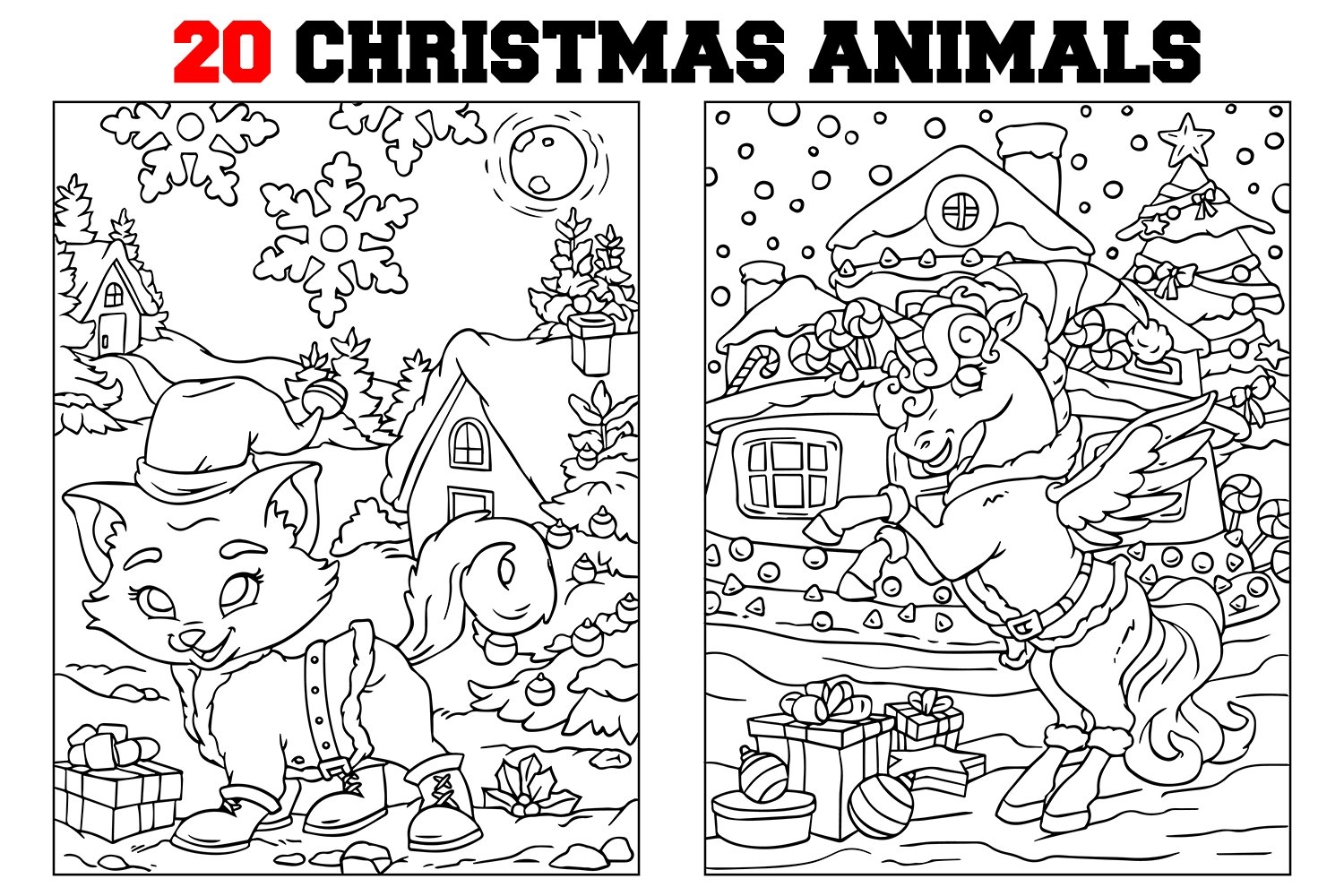 christmas animal coloring pages
